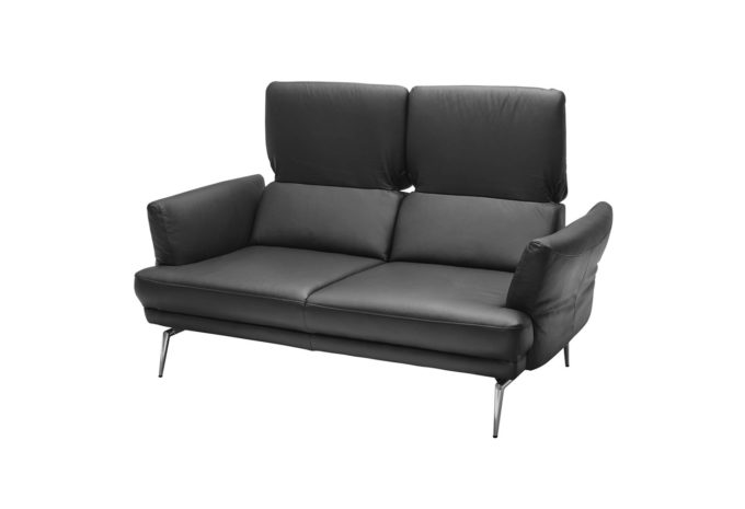 Zweisitzer-Couch in schwarzer Lederoptik